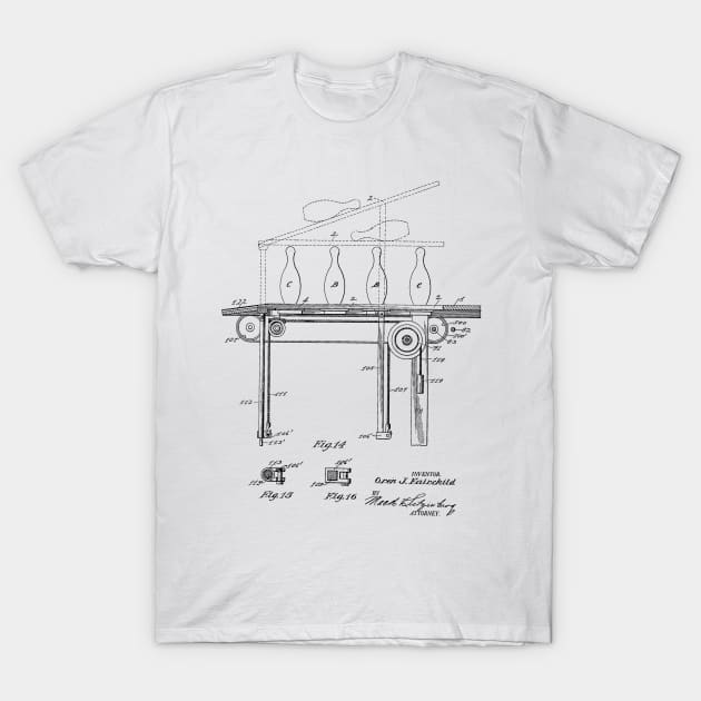 Automatic Bowling Mechanism Vintage Patent Hand Drawing T-Shirt by TheYoungDesigns